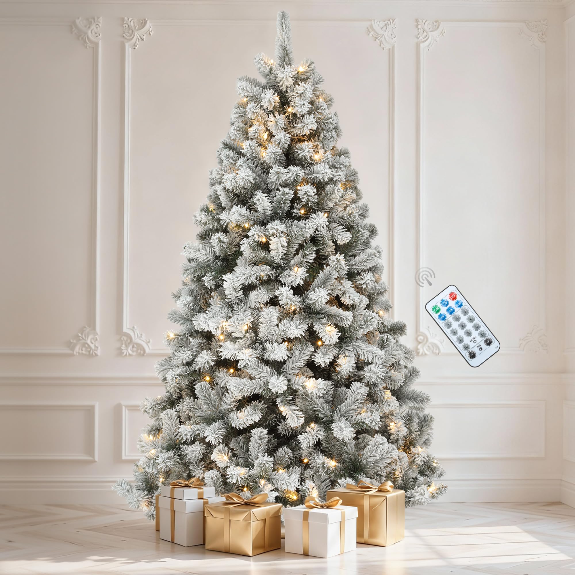 DWVO 6ft Pre-lit Black Christmas Tree with Lights, Prelit Halloween ChristmasTtrees with 818 Tips & 250 UL Listed Lights, Automatic Branches & Easy Assembly with Remote Control for Home Party